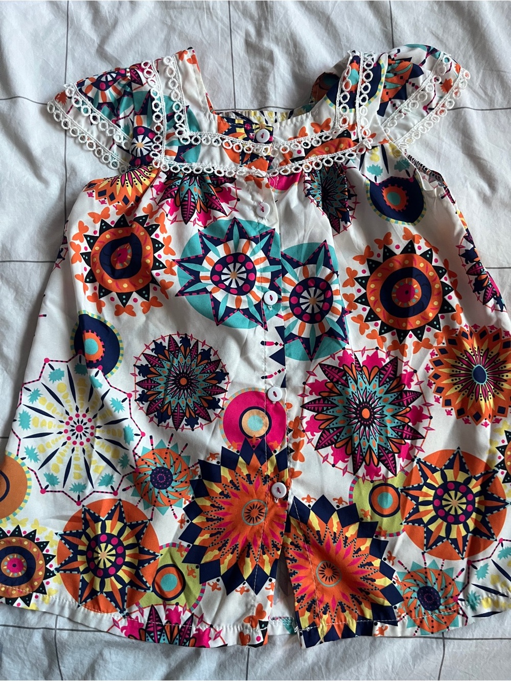 Colorful Kaleidoscope Button-Front Sundress 4/5